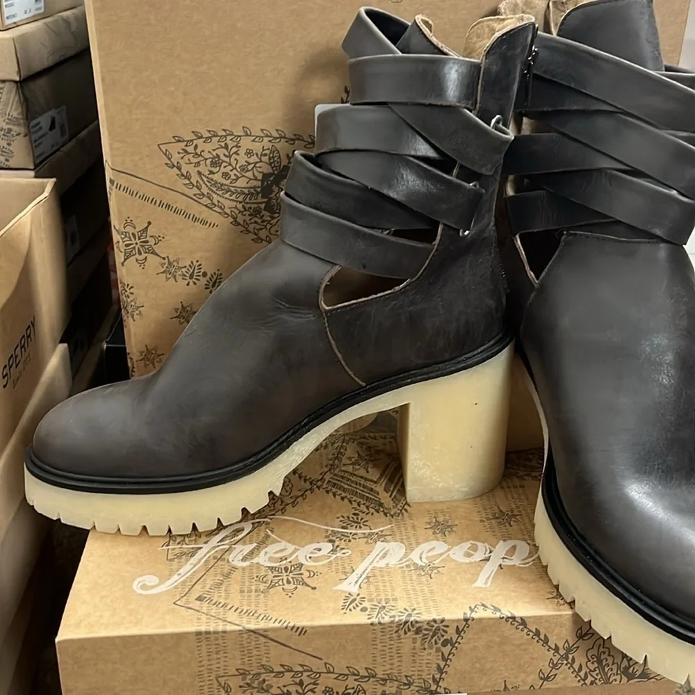 Free People Jesse Cutout Platform Boot in Bitter Brown